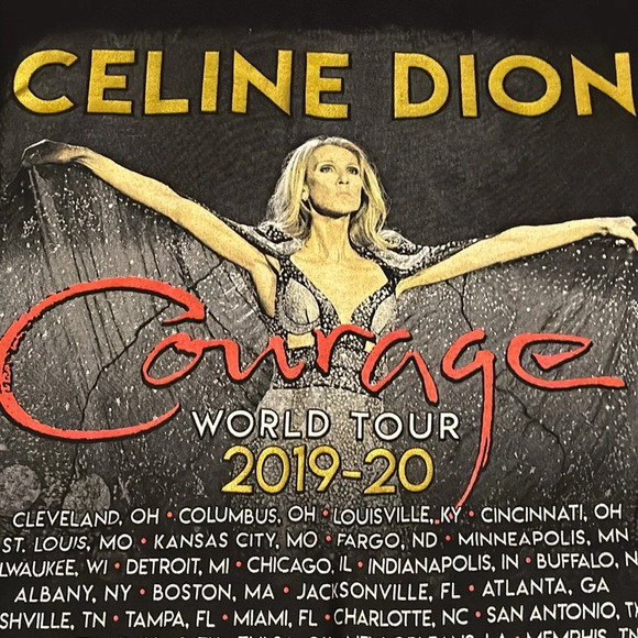2019-2020 CELINE DION Courage World Tour Concert T-Shirt Black Short Sleeve 2XL - Picture 9 of 10